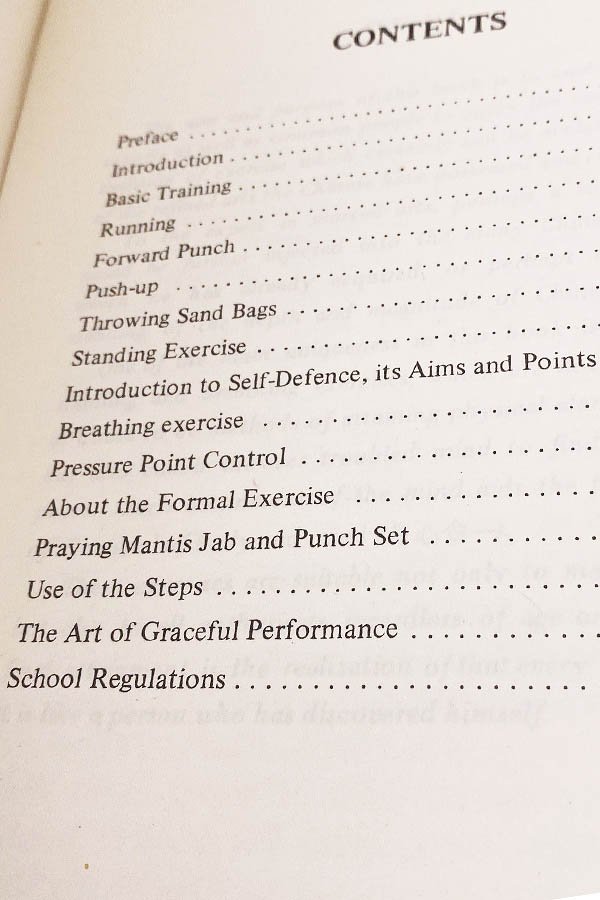 Chinese Praying Mantis Boxing Book 1 - contents